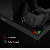 Charging Stand with Cooling Fan for Xbox Series X Console & Controller, Dual Charger Station Cooler System Accessories with 2 x 1400mAh Rechargeable Battery, Headphone stand, Game Discs